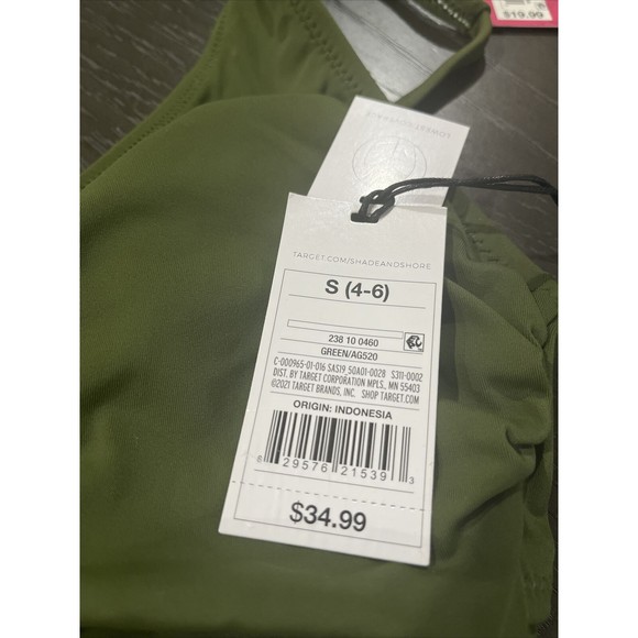 Shade and Shore Plunge Tie Front Wrap One Piece Swimsuit Palm Green Small 1222 - Picture 7 of 7